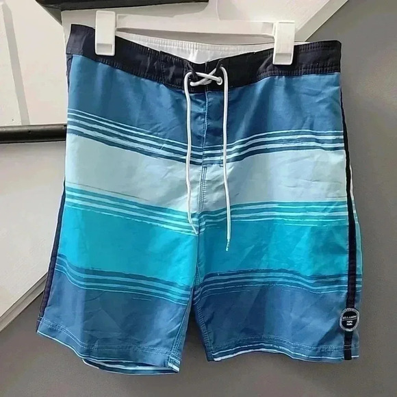Billabong Mens Sz 34 Boardshorts Drawstring Multicolor Blue Striped - Picture 1 of 4